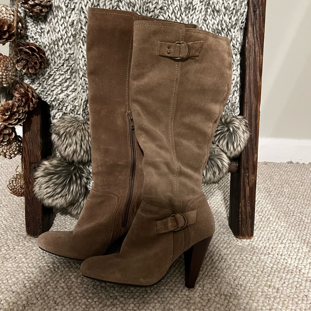BCBG Tan Suede Heeled Boots